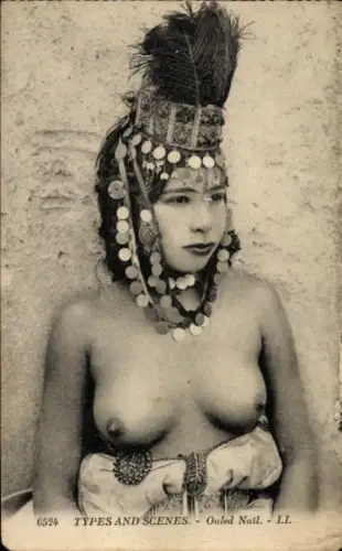 Ak Scenes et Types, Ouled Nail, nackte Araberin, Busen