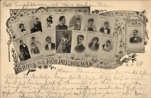 Ak Friedrichroda im Thüringer Wald, Die Mitglieder des Kurtheaters der Saison 1899, Direktor R. Hock