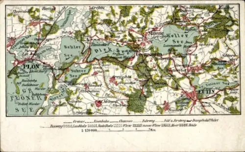 Landkarten Ak Eutin in Ostholstein, Dieksee, Keller See, Suhrer See, Plön