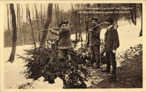 Ak Prinzregent Luitpold von Bayern bei den Wildschweinjagden im Spessart
