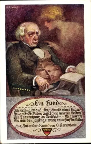 Künstler Ak Wilke, Karl Alexander, Ein Fund, O. Kernstock, Unter der Linde