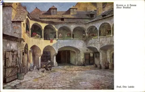 Künstler Ak Luhde, Otto, Krems an der Donau in Niederösterreich, Alter Posthof