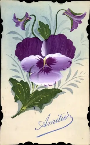 Handgemalt Ak Stiefmütterchen, Blumen