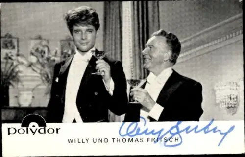 Autogrammkarte Sänger Willy und Thomas Fritsch, Portrait, Autogramm, Polydor