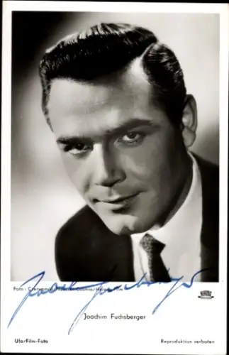 Ak Schauspieler Joachim Fuchsberger in Symphonie in Gold, Portrait, Autogramm