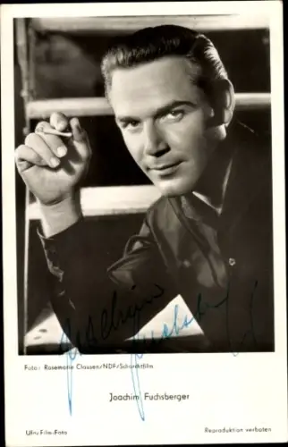 Ak Schauspieler Joachim Fuchsberger, Portrait, Zigarette, Autogramm