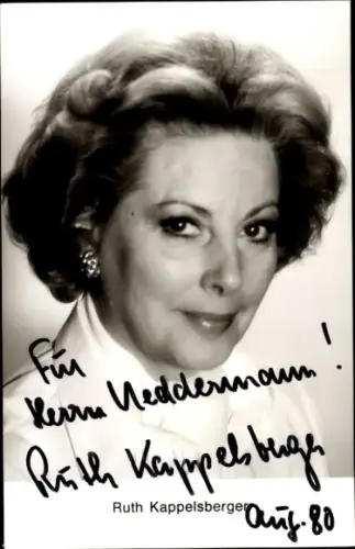 Ak Schauspielerin Ruth Kappelsberger, Portrait, Autogramm