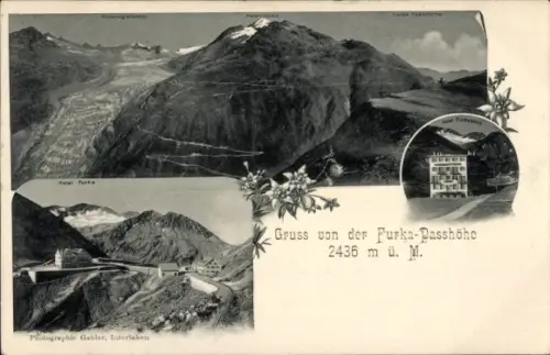 Ak Oberwald Kanton Wallis, Furka Hotel, Furka Passhöhe