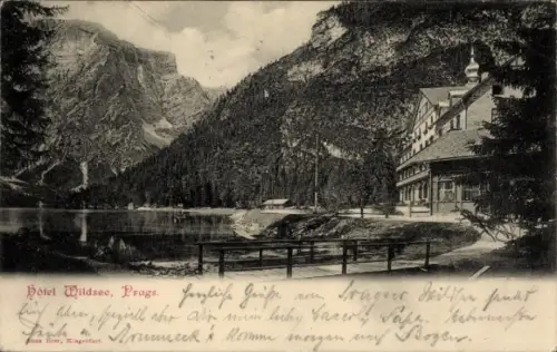 Ak Braies Prags Südtirol, Lago di Braies, Pragser Wildsee, Hotel Wildsee