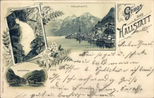 Litho Hallstatt im Salzkammergut Oberösterreich, Waidbachstrub, Gosaumühle