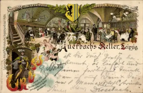 Wappen Litho Leipzig in Sachsen, Auerbach's Keller, Innenansicht