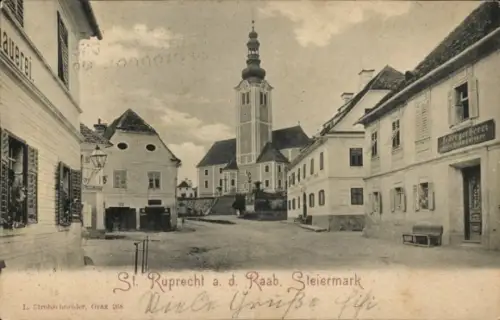 Ak Sankt Ruprecht an der Raab Steiermark, Straßenpartie, Kirche, Ledergerberei