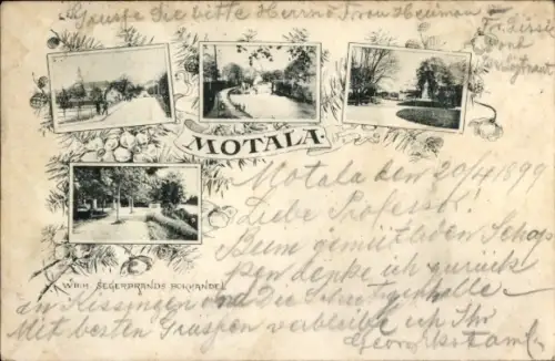 Passepartout Ak Motala Schweden, Teilansichten