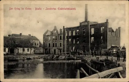 Ak Bialla Polen, Zerstörtes Elektrizitätswerk