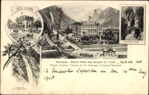 Ak Vernayaz Kanton Wallis, Grand Hotel des Gorges du Trient, Hotel Victoria