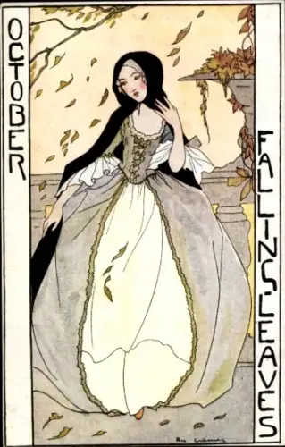 Künstler Ak Cramer, Rie, Oktober, Allegorie, Fallende Blätter