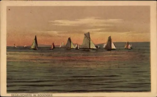 Ak Segelschiffe im Bodensee, Segeln