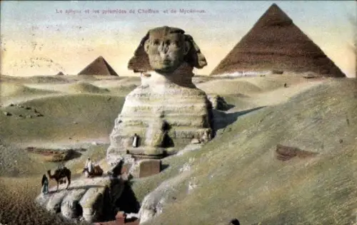 Ak die Sphinx und die Pyramiden des Cheffron und Mykerinos