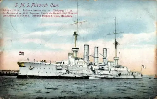 Ak Deutsches Kriegsschiff SMS Friedrich Carl, Kaiserliche Marine