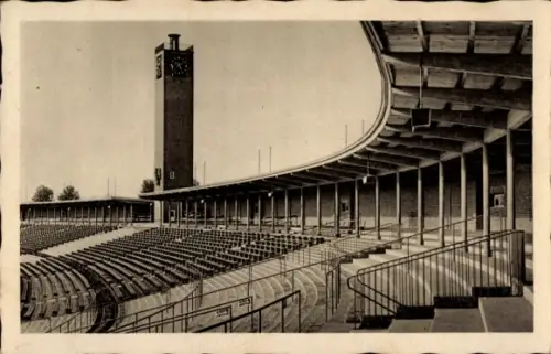 Ak Wrocław Breslau Schlesien, Stadion mit Glockenturm