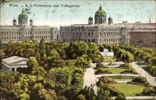 Ak Wien 1 Innere Stadt,  K. k. Hofmuseen, Volksgarten, Gartenlandschaft,  Gebäude