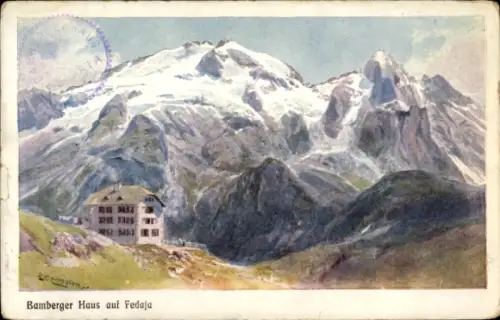 Ak Dolomiten, Bamberger Haus auf Fedaia