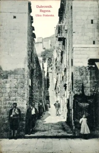 Ak Dubrovnik Kroatien,  Ragusa, Ulica Fratarska,  Straßenansicht