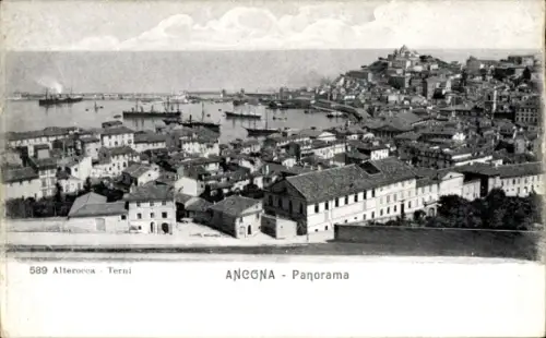 Ak Ancona Marche, Panorama von  Hafenansicht, Schiffe, Stadtansicht