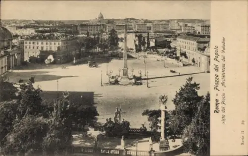 Ak Roma Rom Lazio, Piazza del Popolo, Blick vom Pincio, Architektur von Valadier