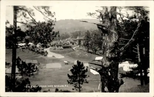 Ak Baguio Philippines Philippinen, 310 Camp John Hay,  P. I., Landschaft, Bäume, Zelte, Gebäude
