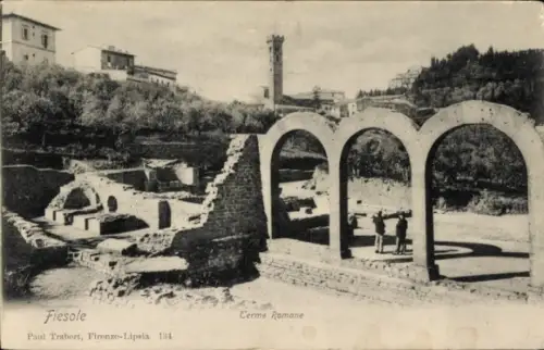 Ak Fiesole Toscana, Römische Thermen, Ruinen,  Paul Trabert, Firenze-Lipsia 134