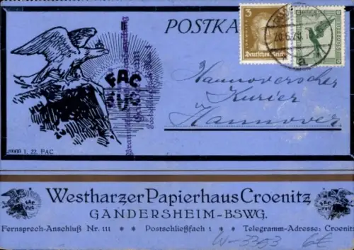 Ak Werbung, Westharzer Papierhaus Croenitz, Gandersheim