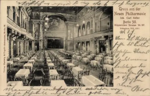 Ak Berlin Tiergarten, Neue Philharmonie, Hauptsaal, Köpenicker Straße 96/97