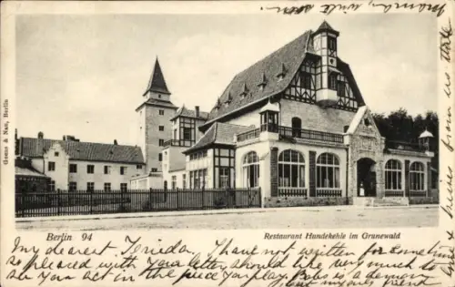 Ak Berlin Wilmersdorf Grunewald, Restaurant Hundekehle