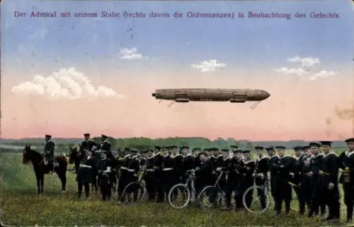 Ak Admiral mit seinem Stabe in Beobachtung des Gefechts, Zeppelin