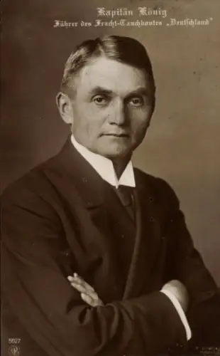 Ak Kapitän Paul König, Führer des Frachttauchbootes Deutschland, Portrait, NPG 5627