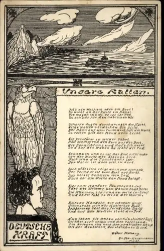Künstler Ak Deutsche Kraft, Unsere Ratten, Gedicht U-Boot-Obersteuermann-Maat Oskar Rathwig