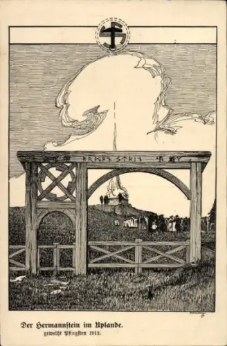 Künstler Ak Rattlar Willingen Upland in Hessen, Der Hermannstein im Uplande, geweiht 1912