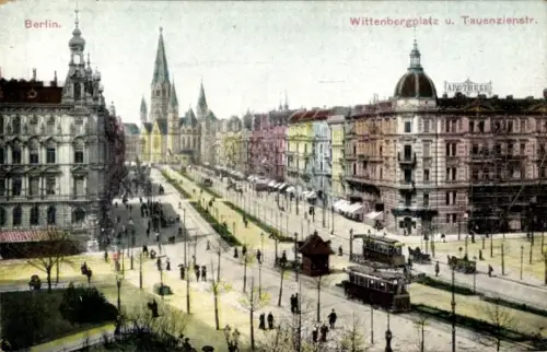 Ak Berlin Schöneberg, Wittenbergplatz, Tauentzienstraße, Straßenbahn, Apotheke