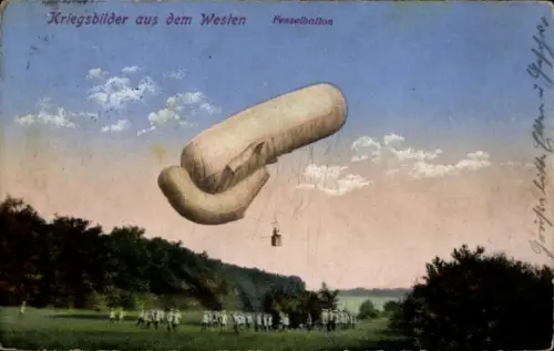 Ak Kriegsbilder aus dem Westen, Fesselballon, I WK