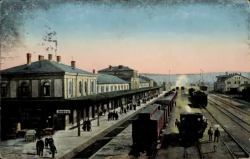 Ak Bebra an der Fulda in Hessen, Bahnhof, Gleise und Züge, Bahnsteig