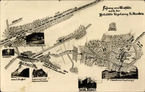 Landkarten Ak Gommern, Heilstätte Vogelsang, Fußweg von Wahlitz, Sanatorium, Forsthaus