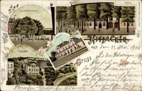 Litho Hitzacker an der Elbe, Zur großen Kastanie, Klötzle, Bahnhof, Villen