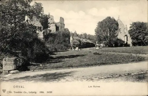 Ak Orval Florenville Wallonien Luxemburg, Ruinen, Landschaft, Bäume,  von 1904, Ort Orval