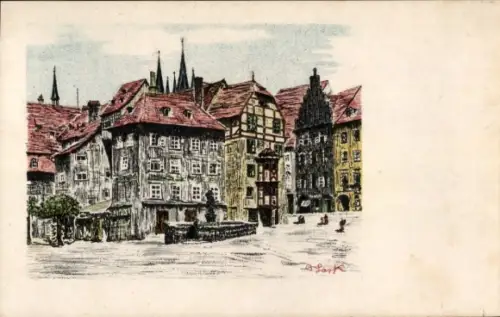 Künstler Ak Lark, B., Cheb Eger Region Karlsbad, Marktplatz