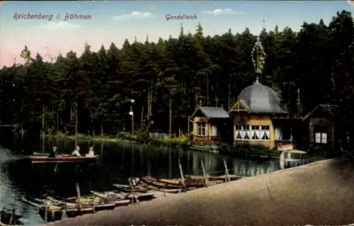 Ak Reichenberg in Böhmen Liberec Tschechien, Gondelteich