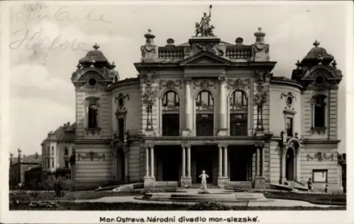 Ak Moravská Ostrava Mährisch Ostrau Region Mährisch Schlesien, Národní divadlo, Mor. Ostrava, Sch