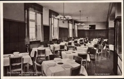 Ak Münster in Westfalen, Deutsches Studentenwohnheim, Speisesaal