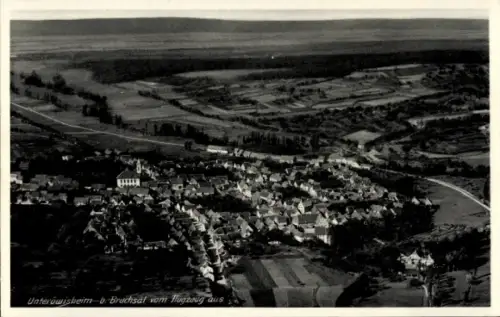 Ak Unteröwisheim Kraichtal in Baden, Fliegeraufnahme