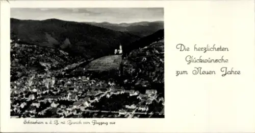 Ak Schriesheim an der Bergstraße, Luftaufnahme von  Glückwünsche zum Neuen Jahr